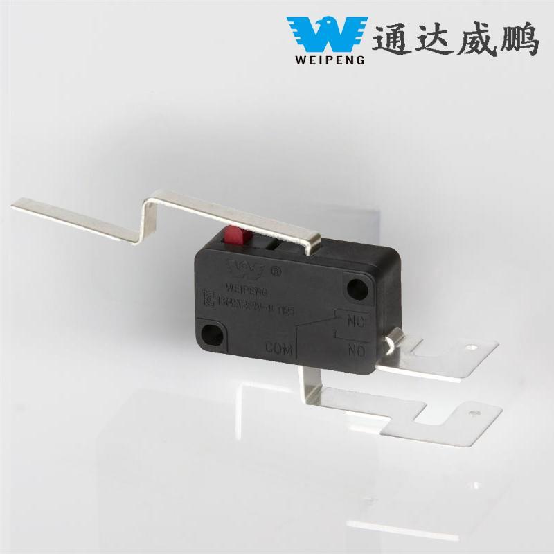 Microinterruptor resistente a altas temperaturas para eletrodomésticos de alta potência com alavanca longa de 2 pinos 16A