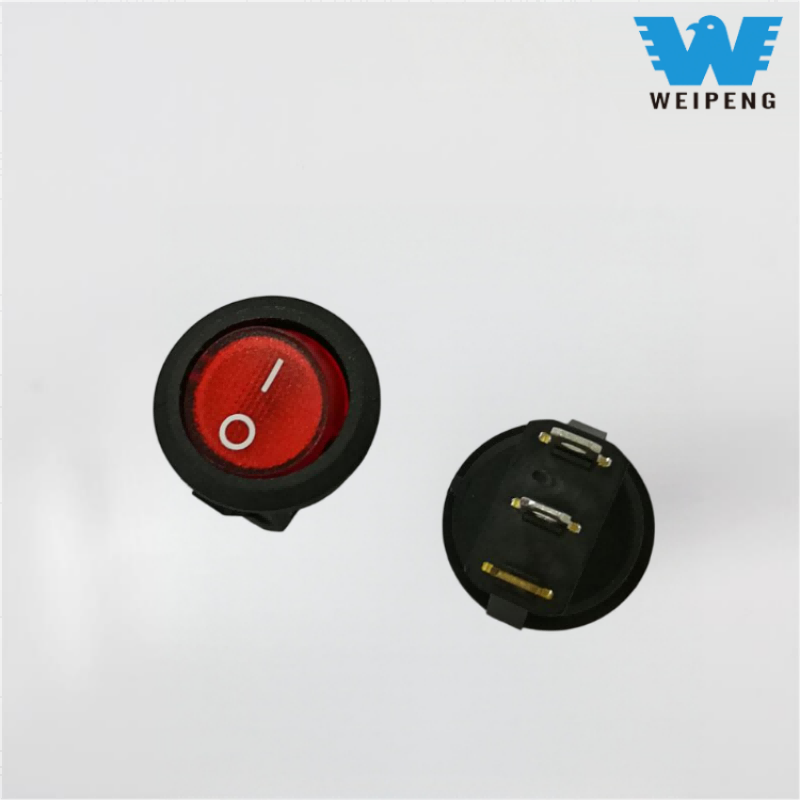 Interruptor de alimentação iluminado vermelho, verde e azul de 4 pinos e 2 posições