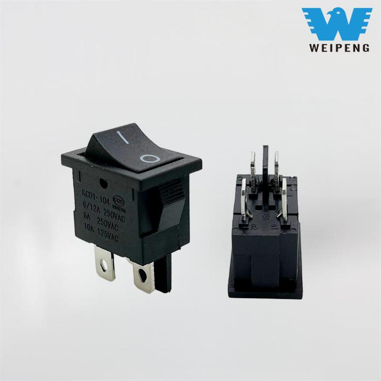 Interruptor tipo barco Kcd1 Interruptor oscilante de 4 pinos e 2 posições