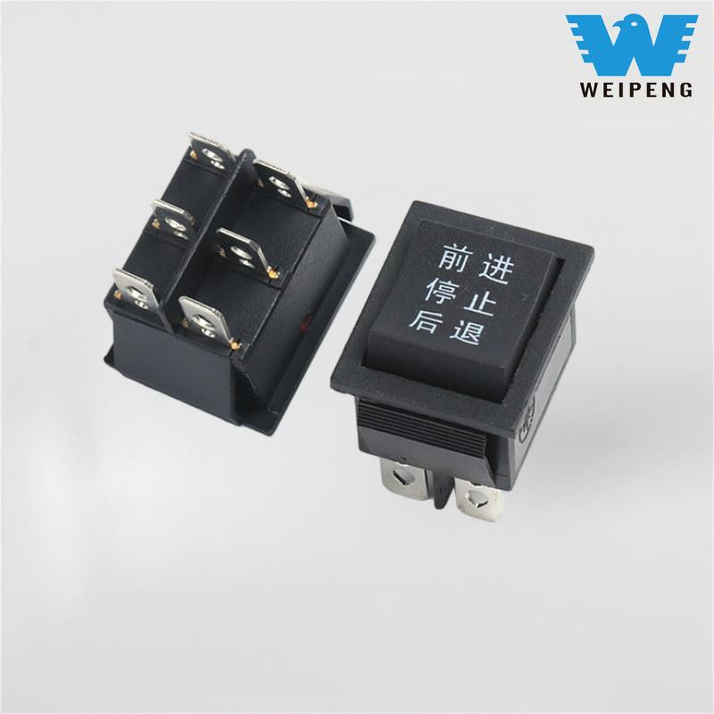 KCD4 Preto 31 * 25mm 6 pinos 3 posições 16A 250V Rocker Switch