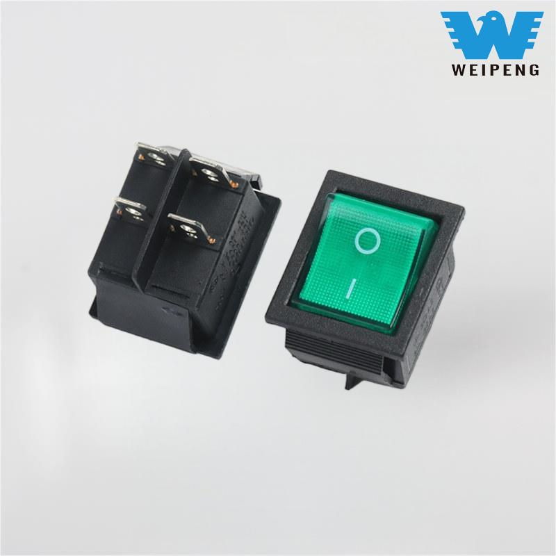Chave oscilante Kcd4 de 2 posições de quatro pinos com luz
