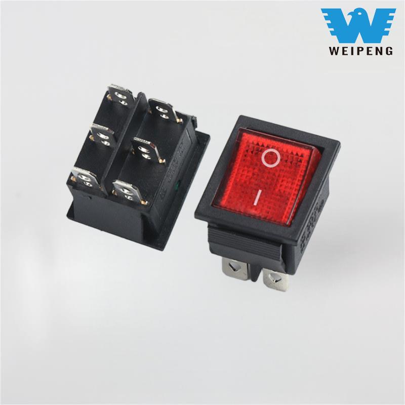 Interruptor oscilante do dispensador de água Kcd4 2 posições 6 pinos