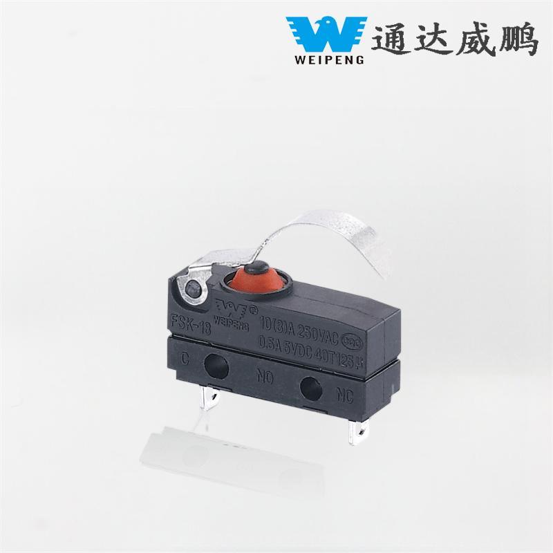 Weipeng 10A Cabo de saída lateral com alça dobrada IP67 Fabricante de microinterruptor para assento de carro